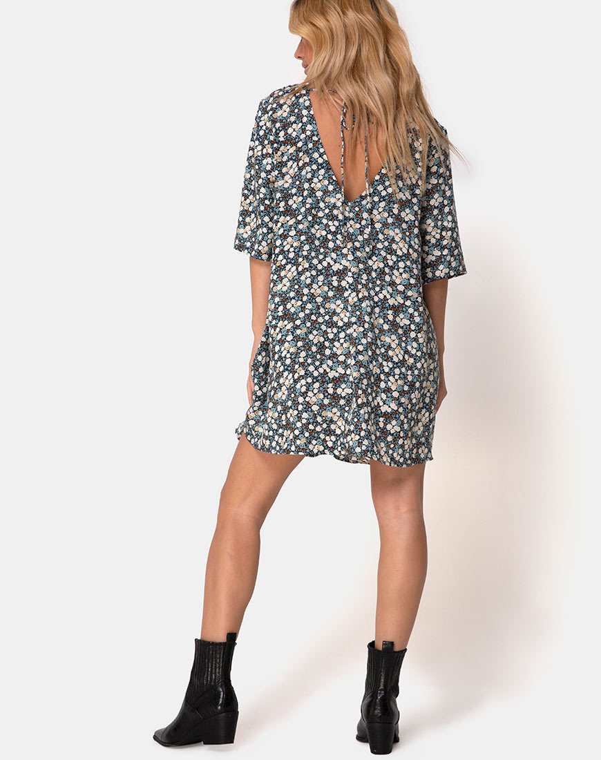 Afbeelding van Rosella Swing Dress in Floral Field Navy