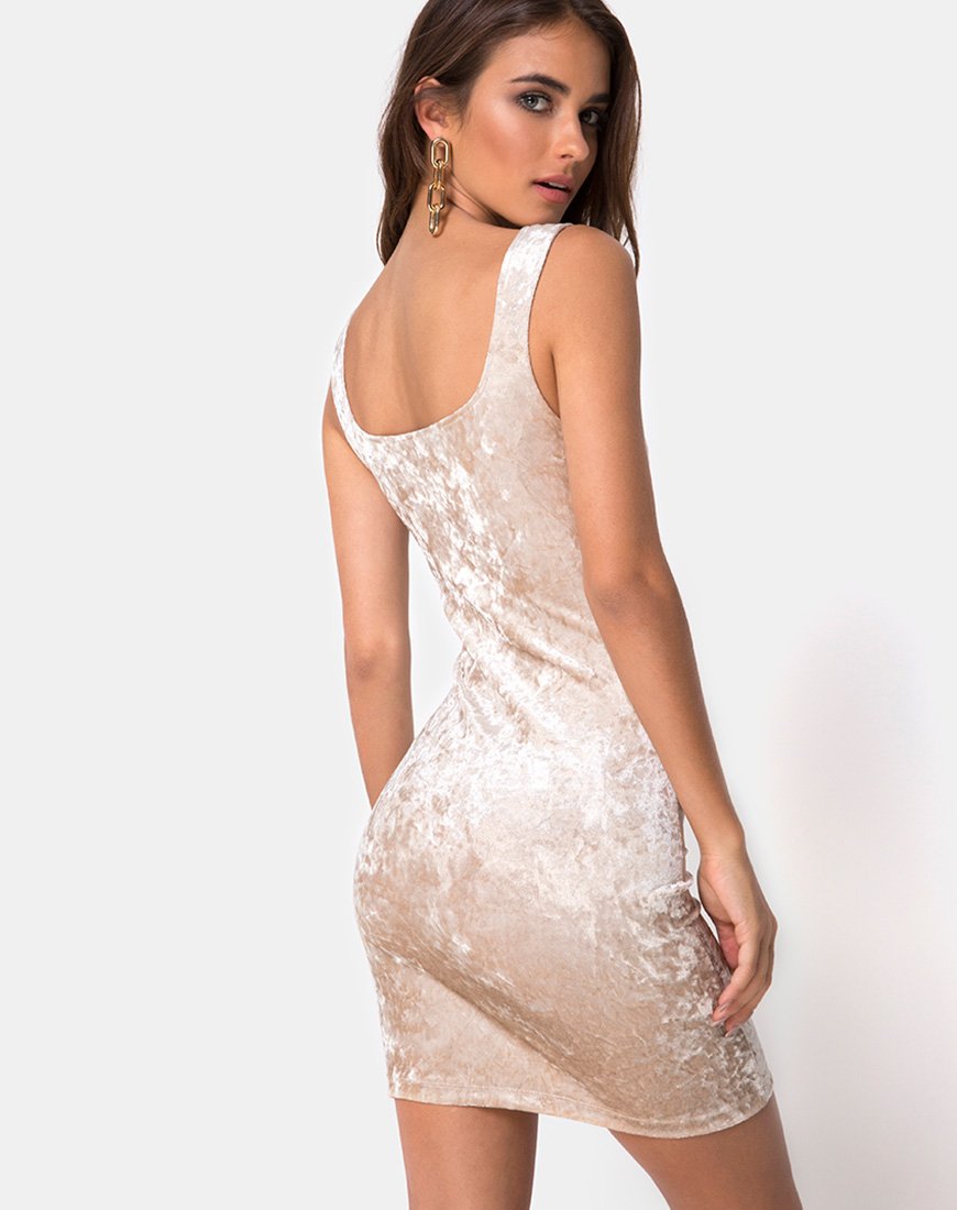 Rosita Bodycon Jurk in crèmekleurig fluweel