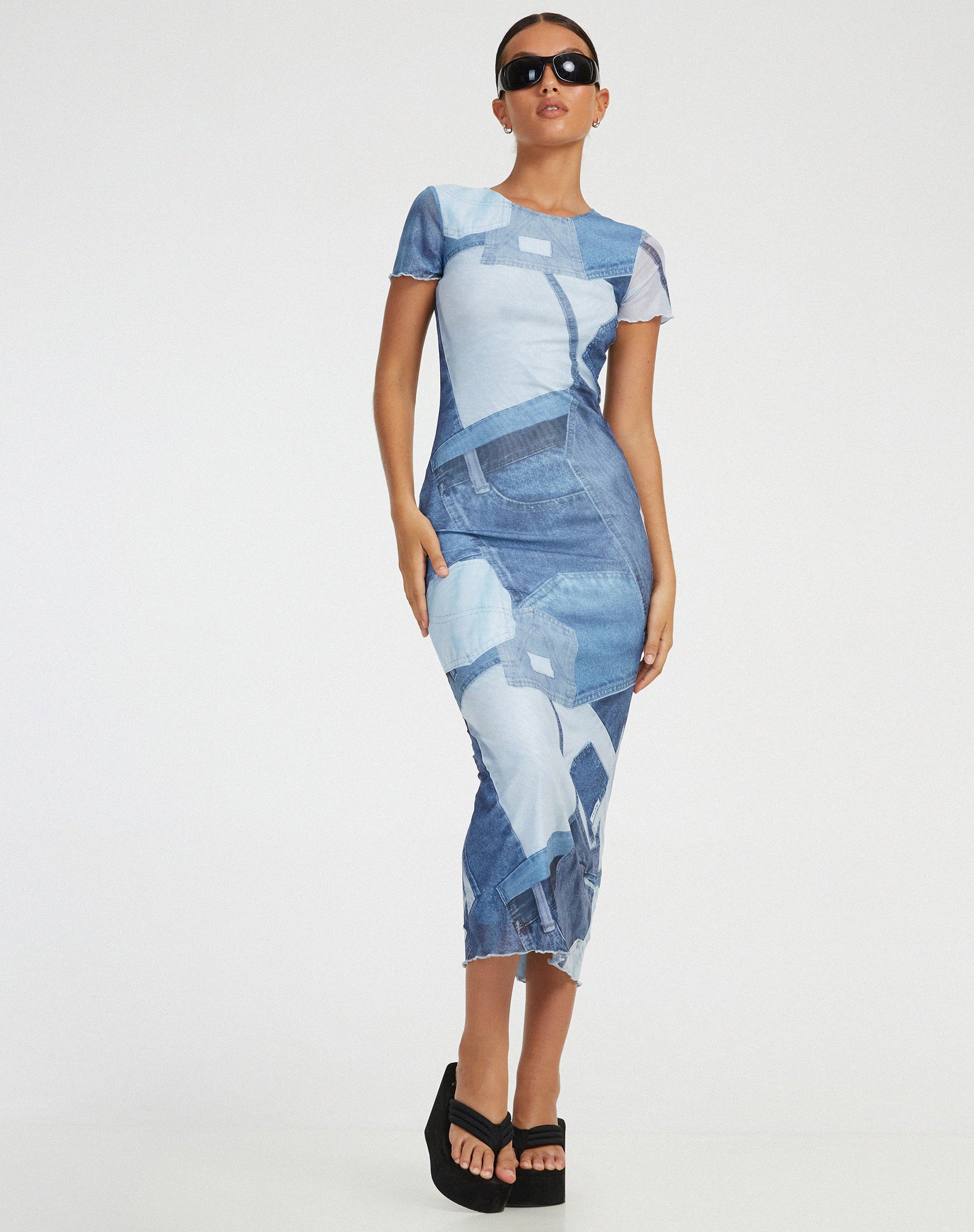 Afbeelding van Roska Midi Dress in Denim Pocket