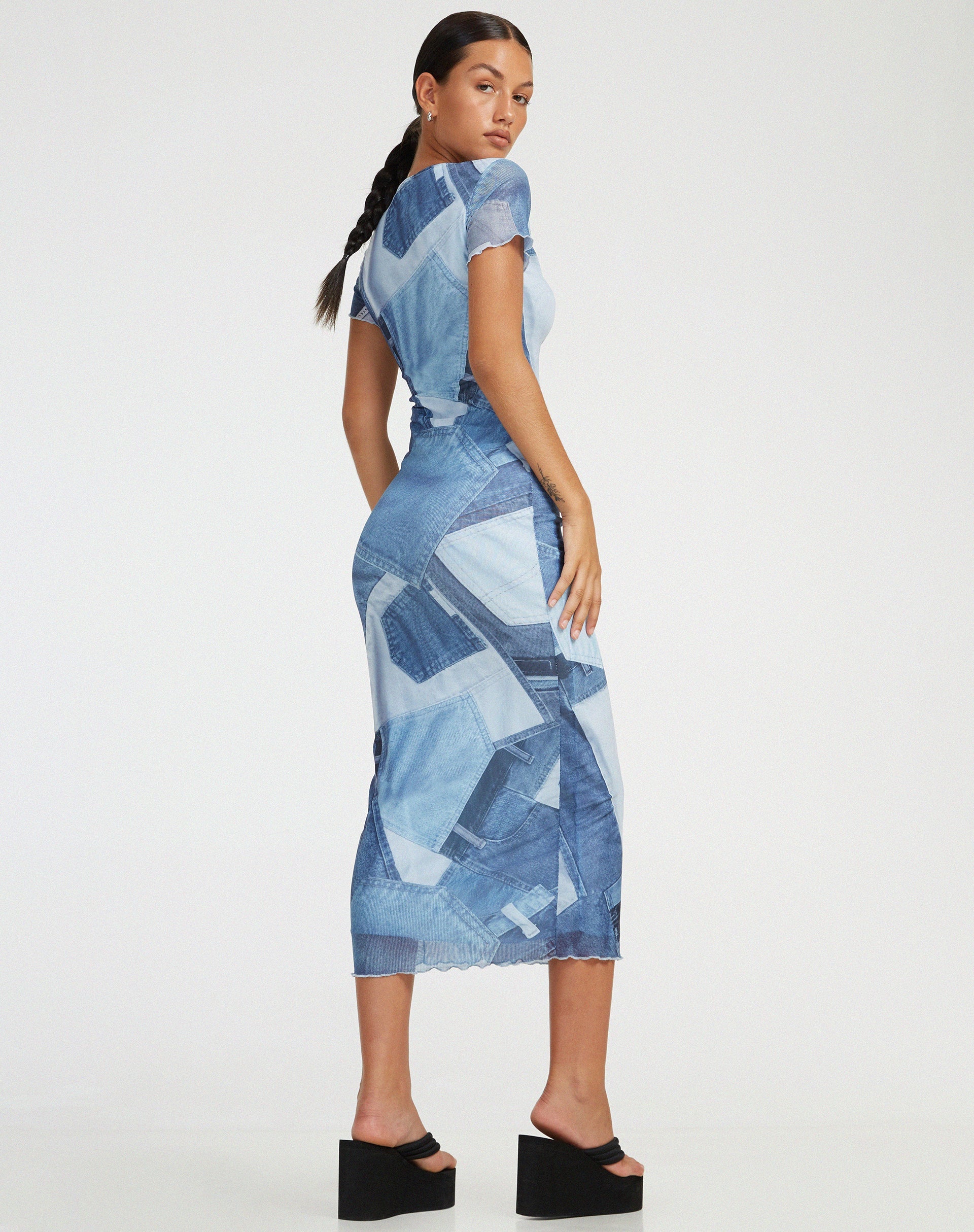 Afbeelding van Roska Midi Dress in Denim Pocket