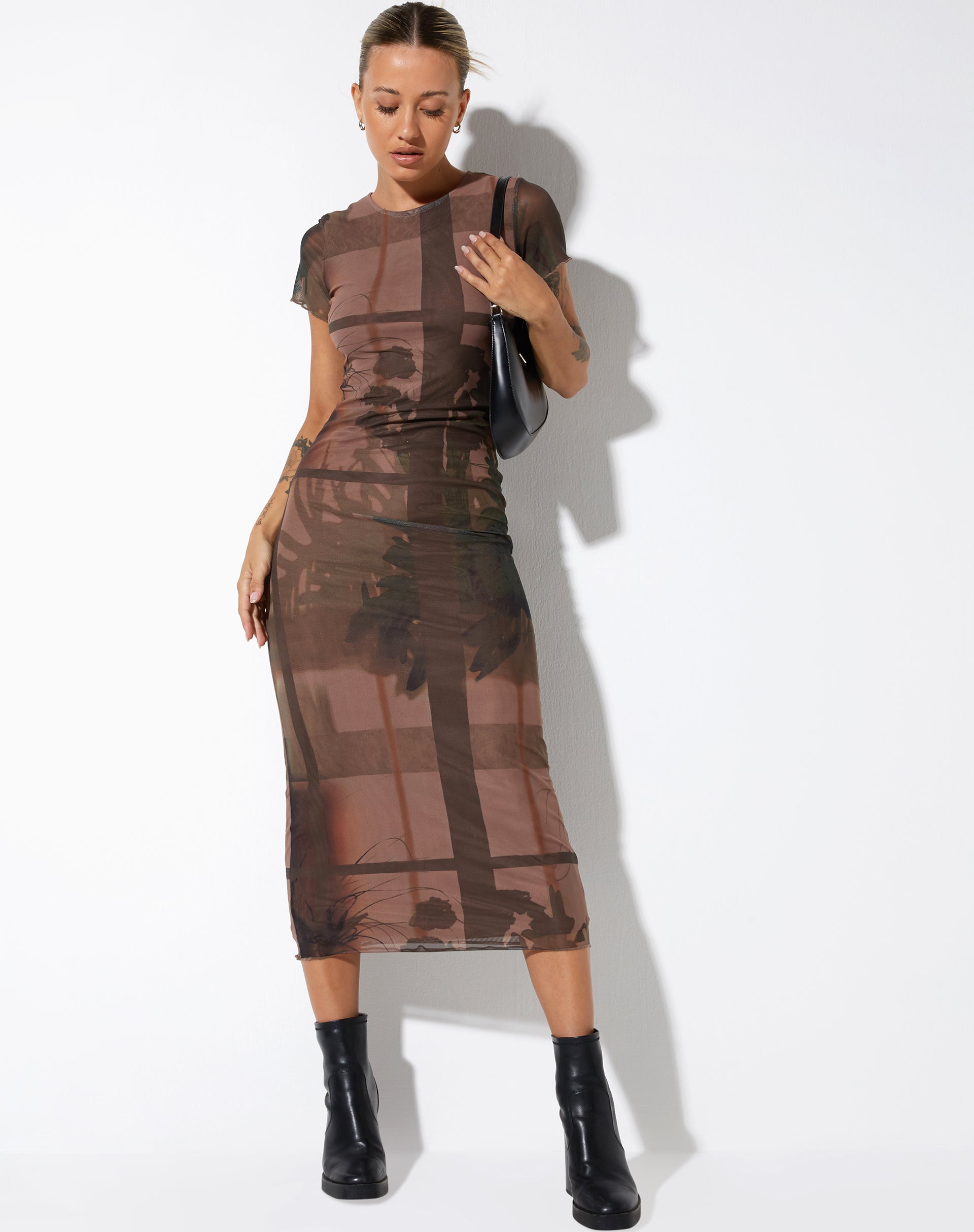 Afbeelding van Roska Midi Dress in Foto Bruin