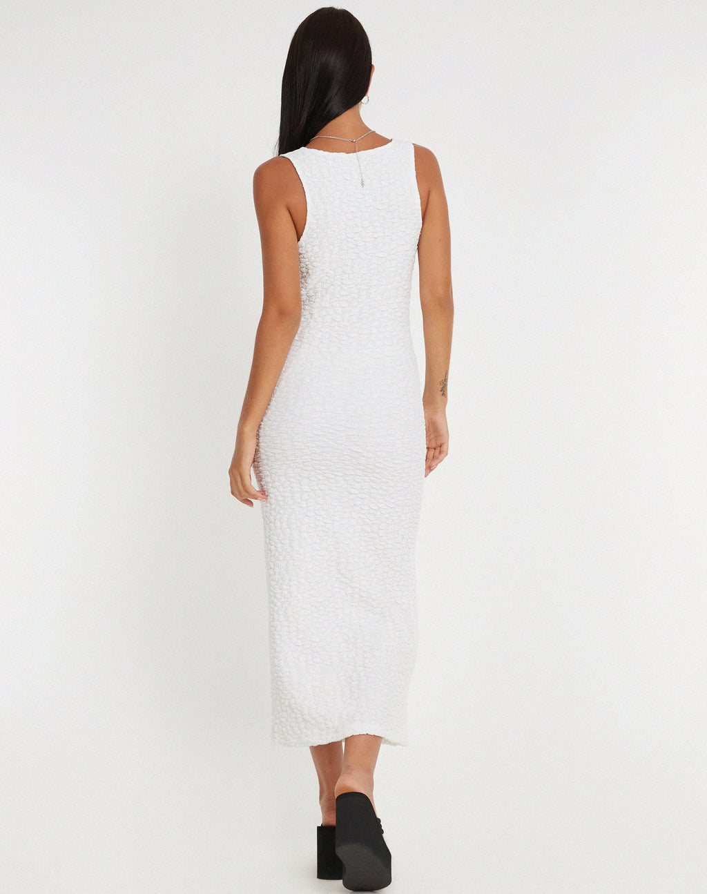 Roski Midi Dress met structuur in wit