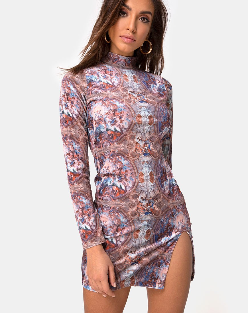 Rossel Jurk in Fluwelen Palace Print