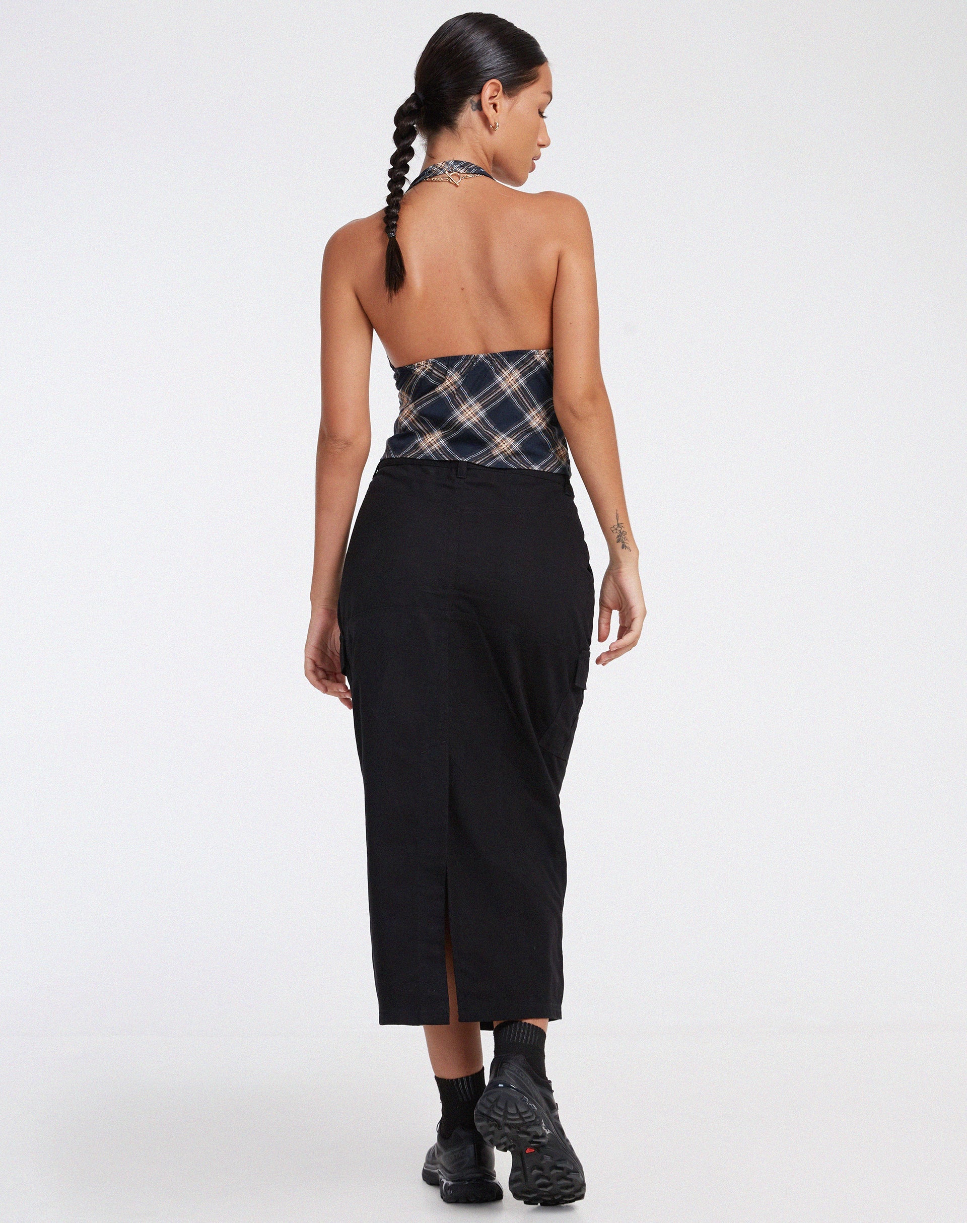 Afbeelding van Roula Halter Top in 20's Check Zwart en Grijs