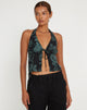 Afbeelding van Roula Halter Top in Dragon Flower Black Mint