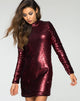 Afbeelding van Ruby Rose Bodycon Jurk in Viskaal Matte Pailletten Wijn