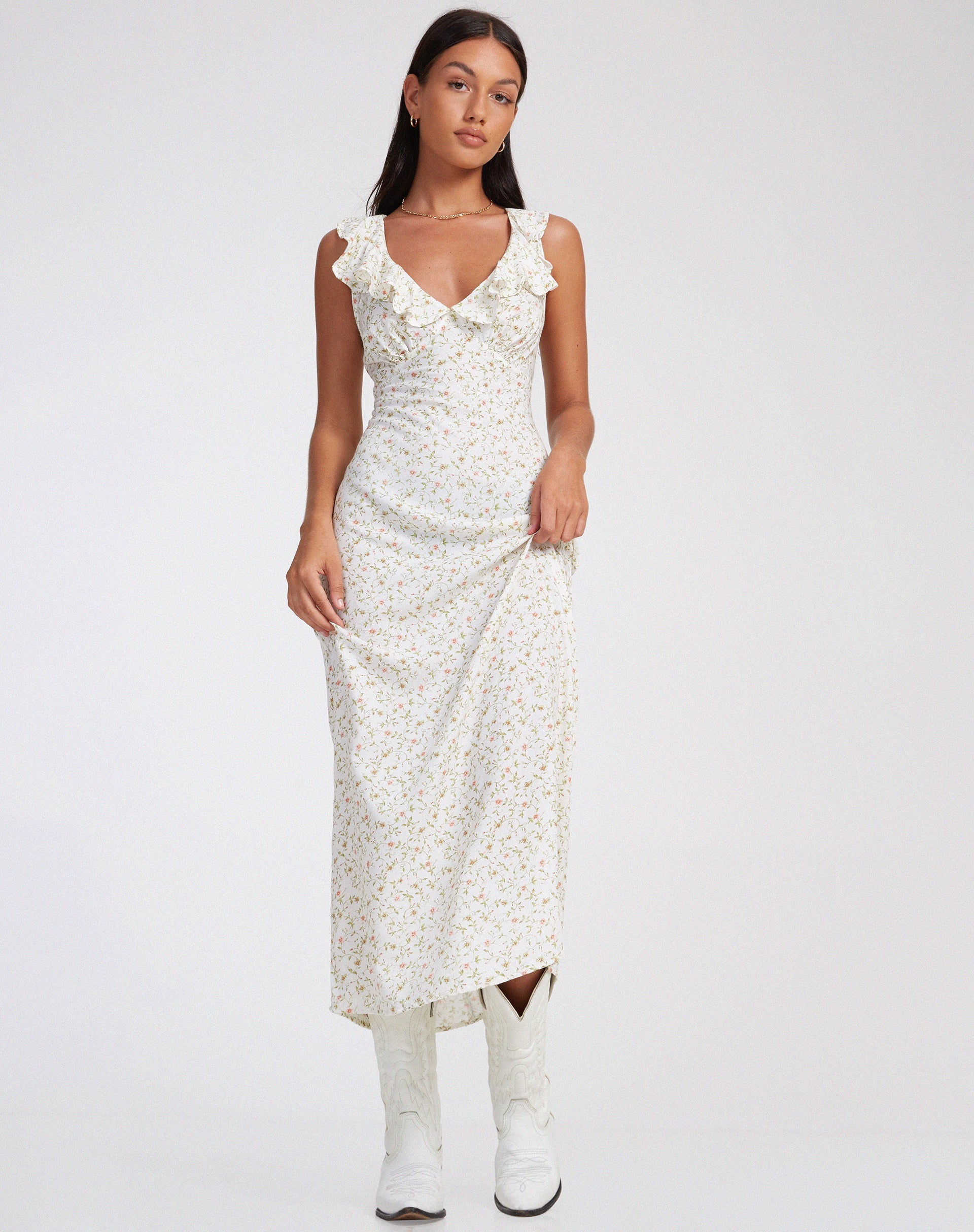 Afbeelding van Rufiso Midi Dress in Pretty Petal Ivory