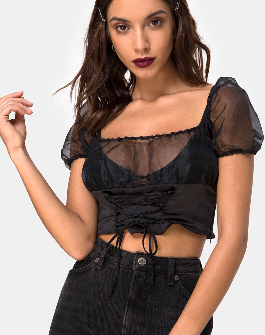 Ruina top in satijnzwart