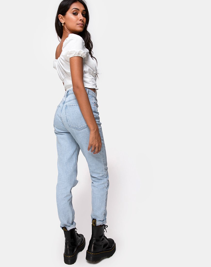Afbeelding van Ruiz Off The Shoulder Top in Satijn Ivoor