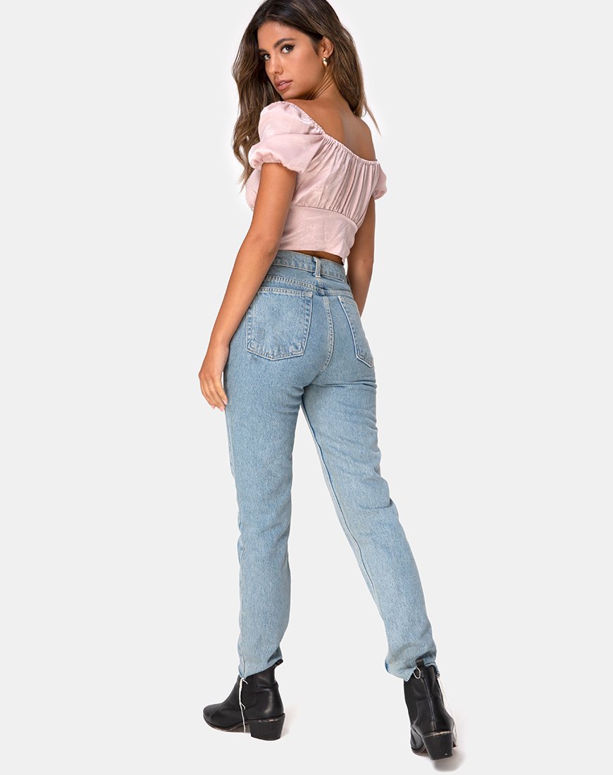 Afbeelding van Ruiz Off The Shoulder Top in Satijn Dusty Rose