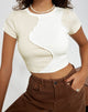 Afbeelding van Motel X Barbara Kristoffersen Ruta Crop Top in Panelled Ivory en Winter White