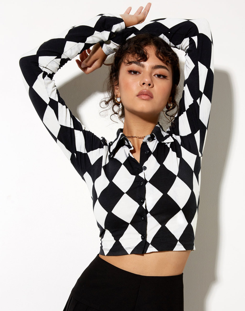 Ryals Crop Top in Harlekijn zwart-wit
