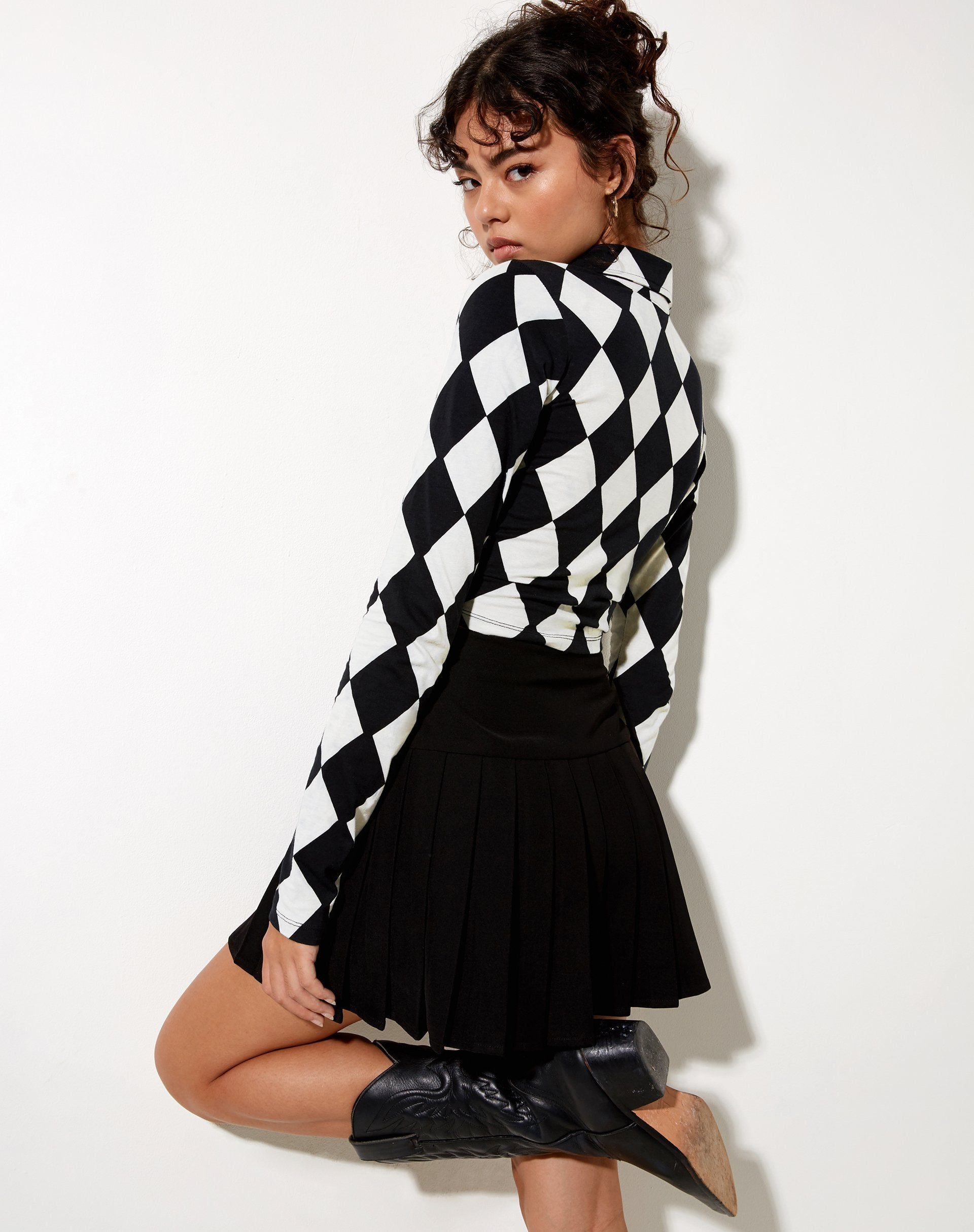 Afbeelding van Ryals Crop Top in Harlekijn zwart-wit