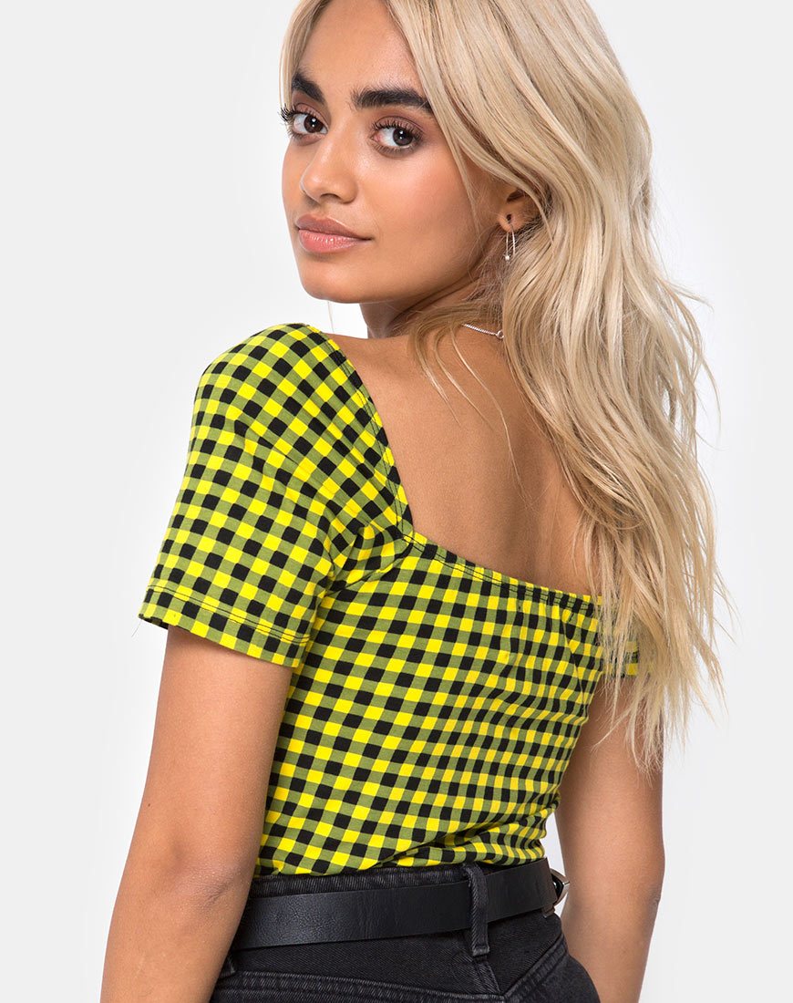 Ryon Bodice in Medium Gingham Geel
