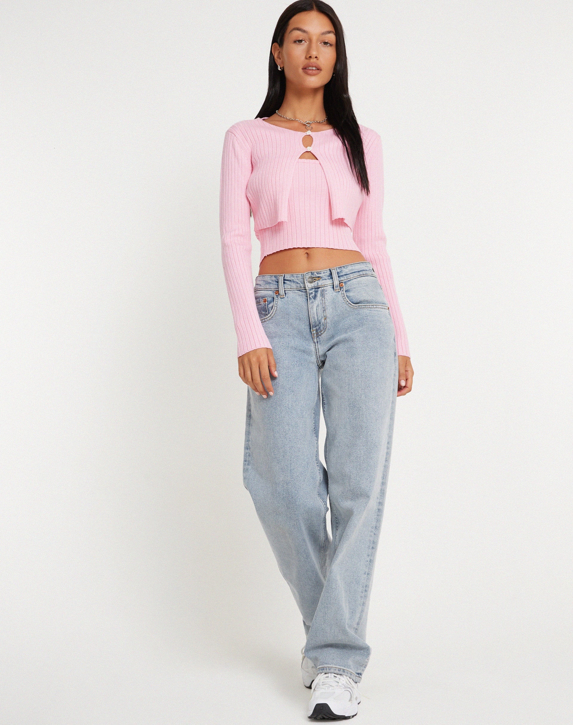Afbeelding van Sabai Button Up Cardi in Roze