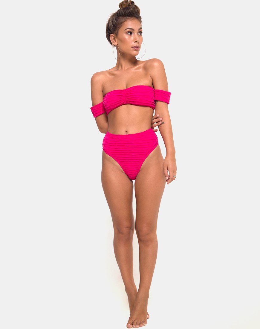 Afbeelding van Shaca Bikinibroekje in 80s Crinkle Pink Highlighter
