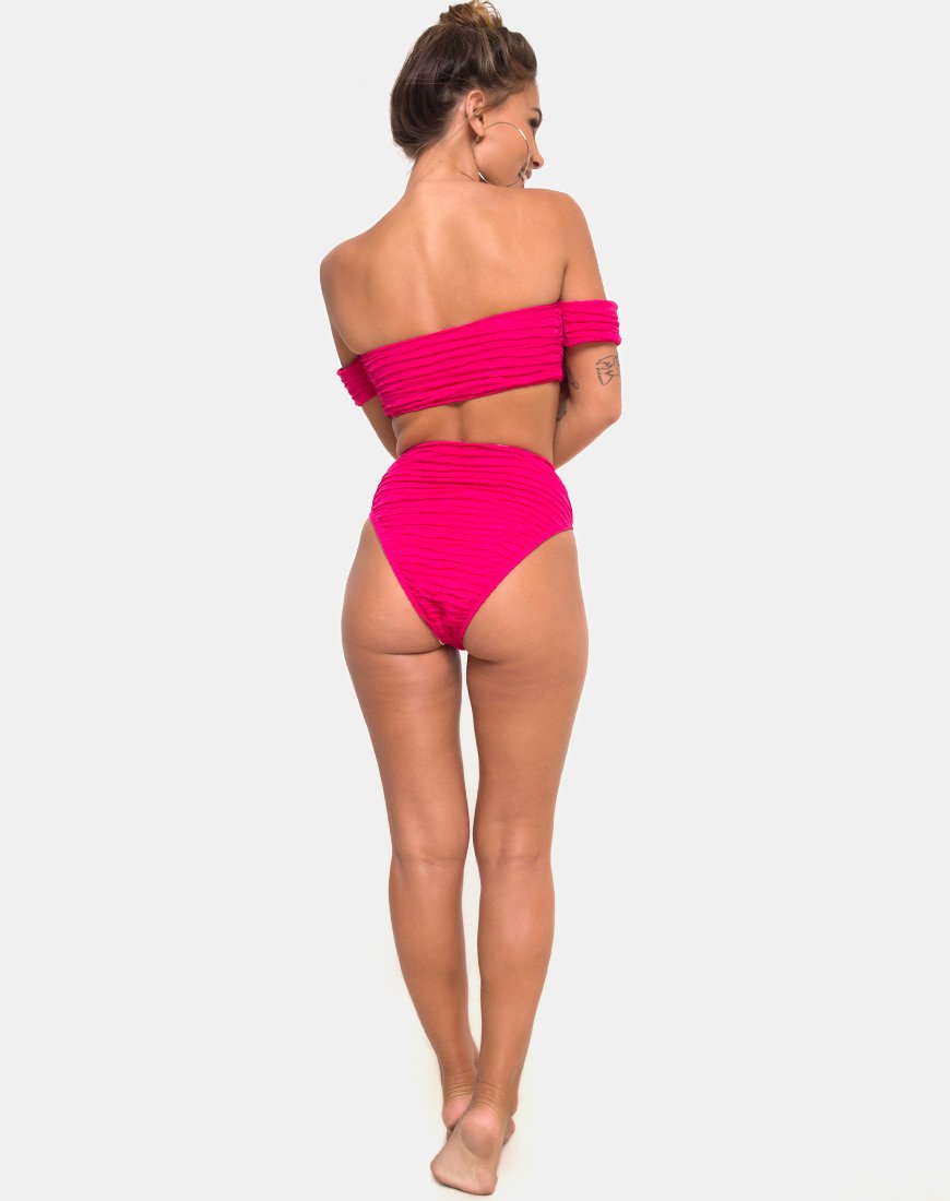 Afbeelding van Shaca Bikinibroekje in 80s Crinkle Pink Highlighter
