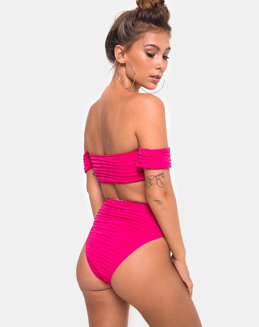 Afbeelding van Shaca Bikinibroekje in 80s Crinkle Pink Highlighter