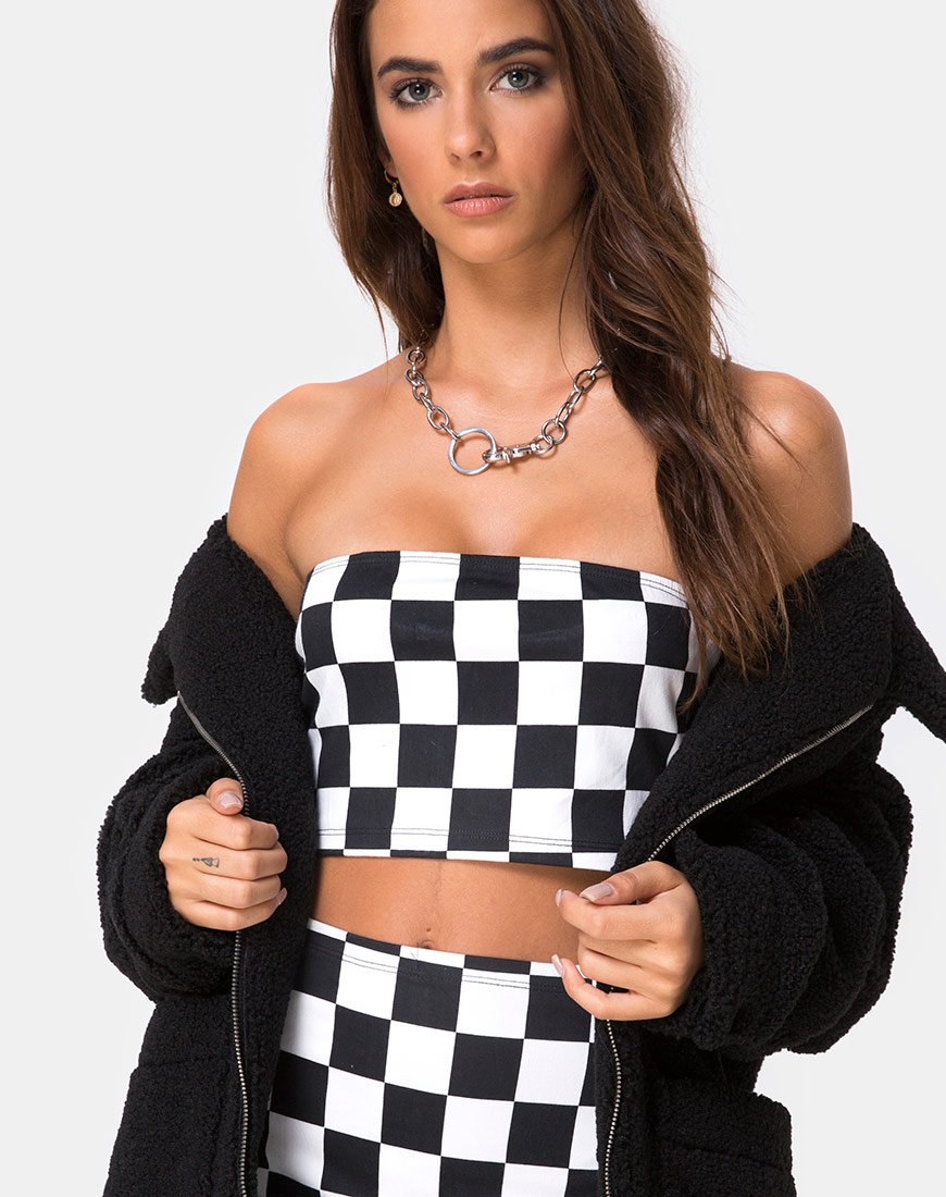 Villy Crop Top in Ruitjesbord Medium Z/W