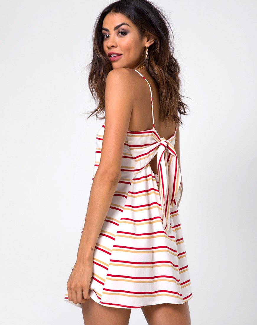 Afbeelding van Sagra Slip Dress in 70s Ivory Horizontal Stripe