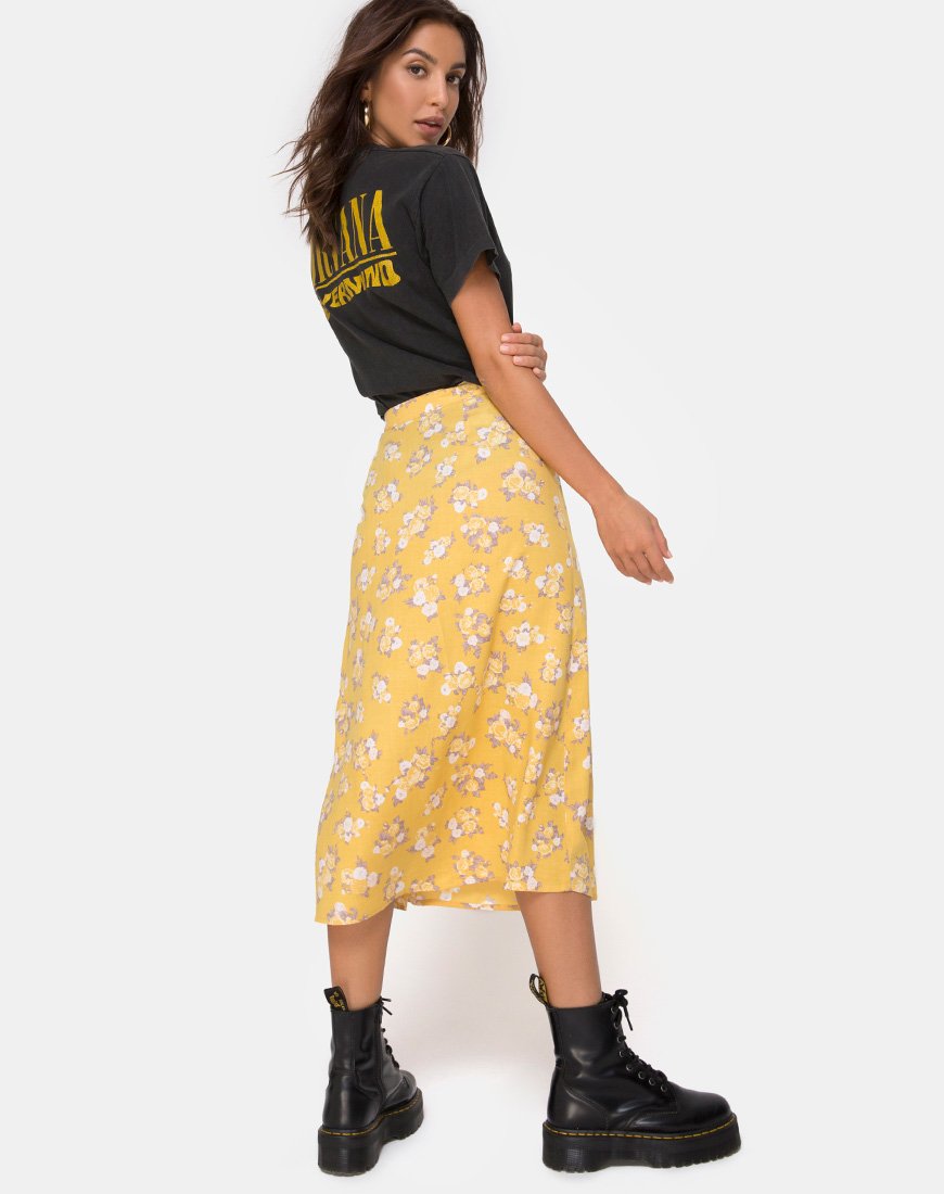 Afbeelding van Saika Midi rok in Rose Bunch geel