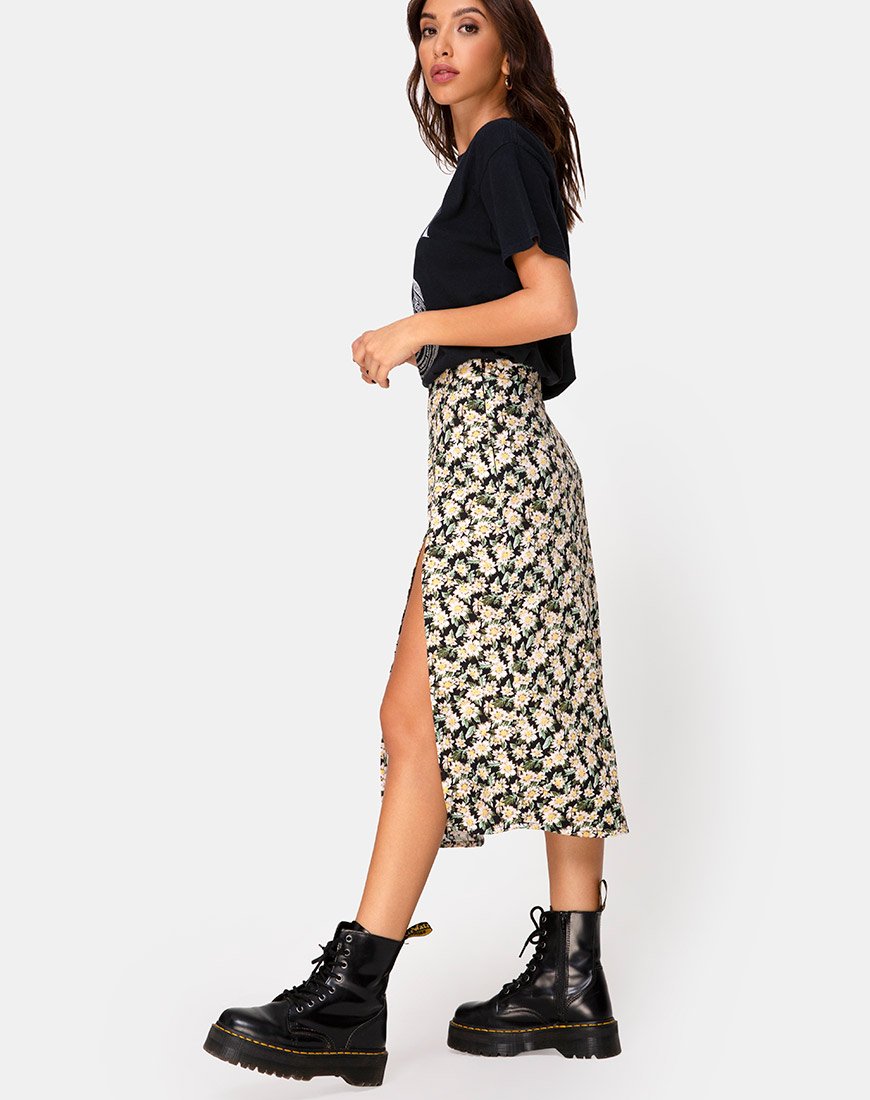 Saika Midi rok in Aster zwart