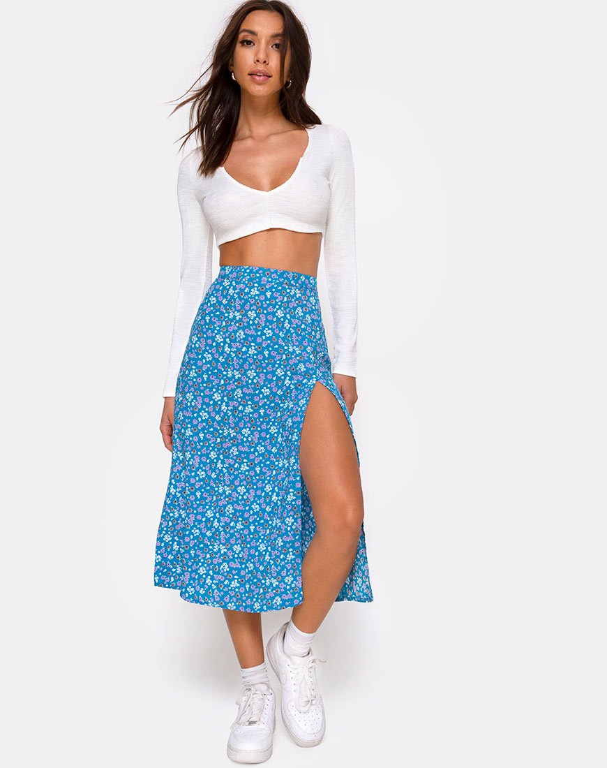 Afbeelding van Saika Midi rok in Bloom Baby Blue