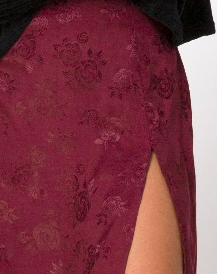 Afbeelding van Saika Midi rok in satijn Rose Bourgondië