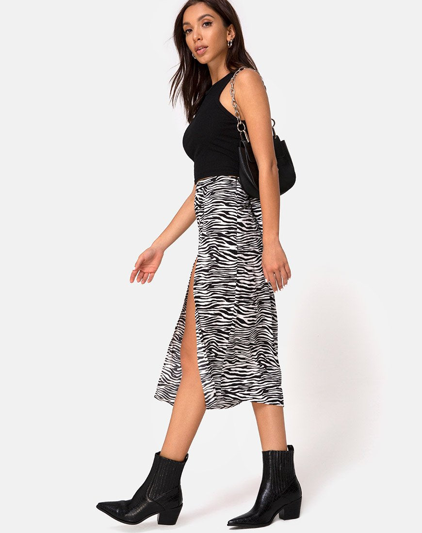 Afbeelding van Saika Midi rok in Classic Zebra