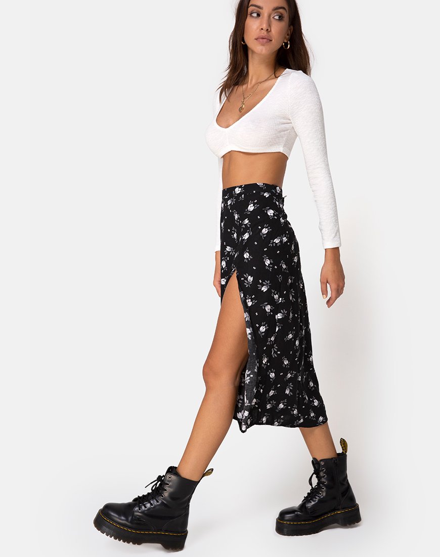 Saika Midi rok in donker tulp