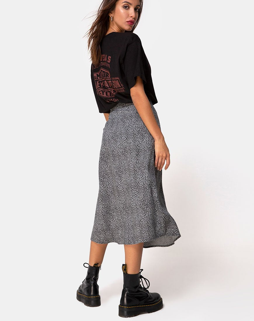 Saika Midi rok in Ditsy Luipaard Grijs