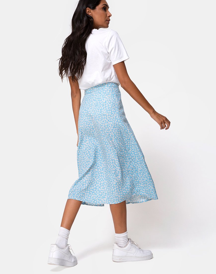 Saika Midi rok in Ditsy Rose blauw