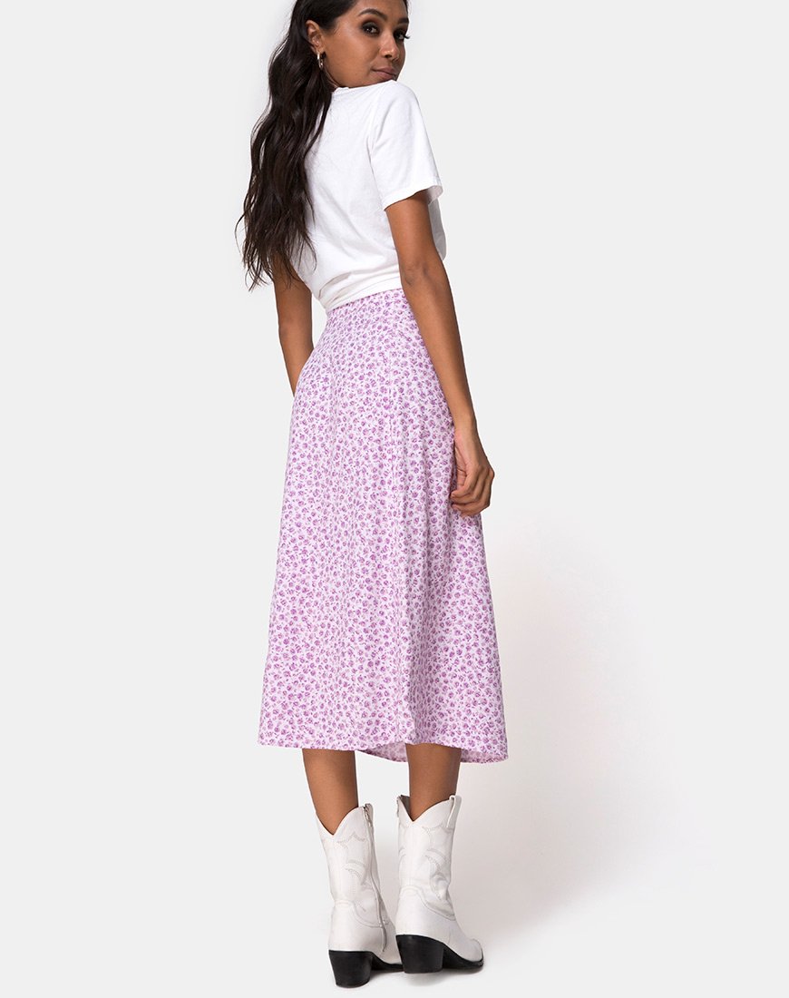 Afbeelding van Saika Midi rok in Ditsy Rose Lila
