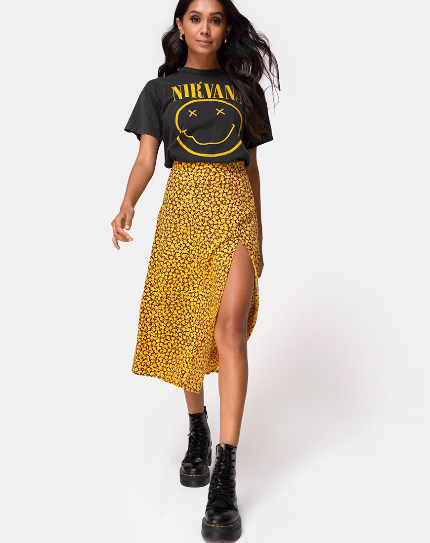 Afbeelding van Saika Midi rok in Ditsy Rose Marigold