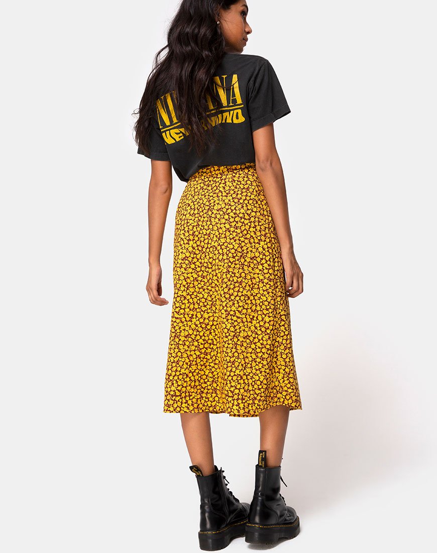 Afbeelding van Saika Midi rok in Ditsy Rose Marigold