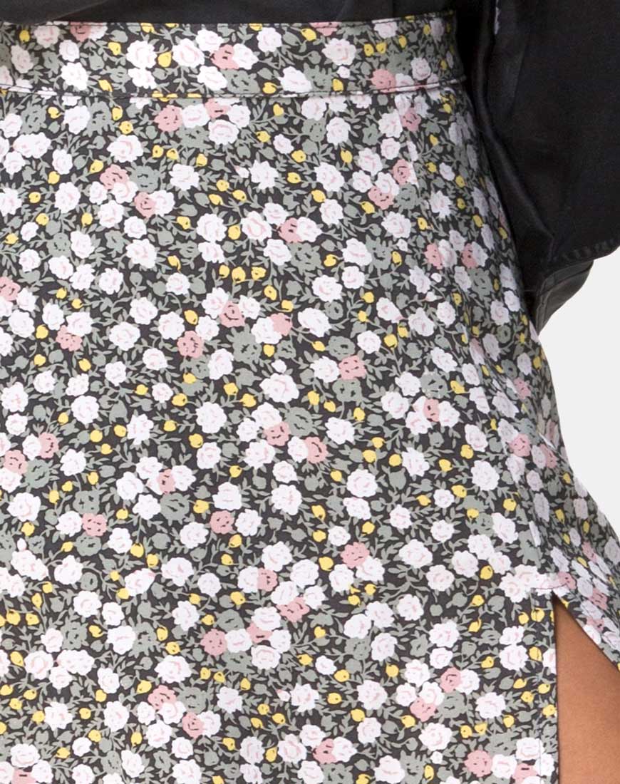 Afbeelding van Saika Midi rok in Floral Field Olive