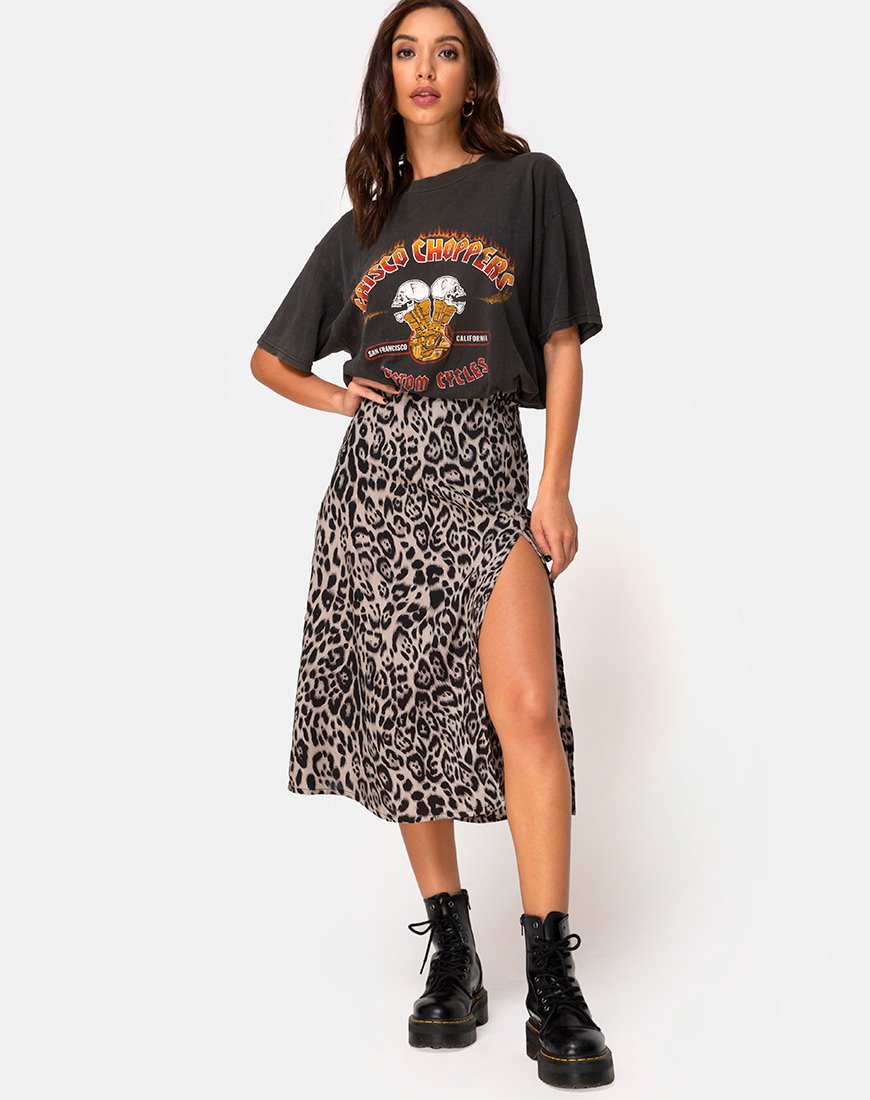 Saika Midi rok in luipaardgrijs