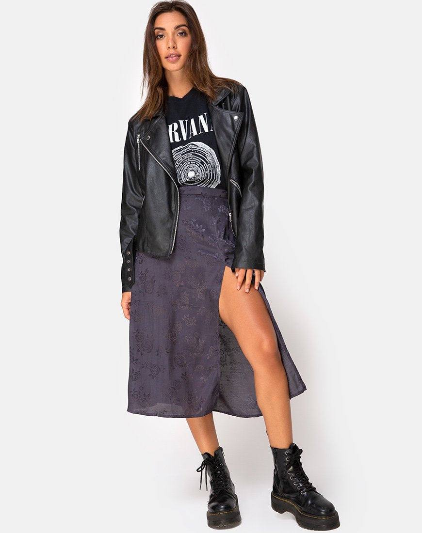 Saika Midi rok in satijnroze grijs