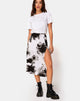 Afbeelding van Saika Midi rok in zwart-wit mono Tie Dye