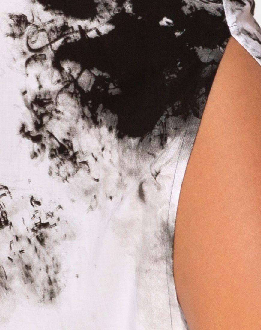 Afbeelding van Saika Midi rok in zwart-wit mono Tie Dye