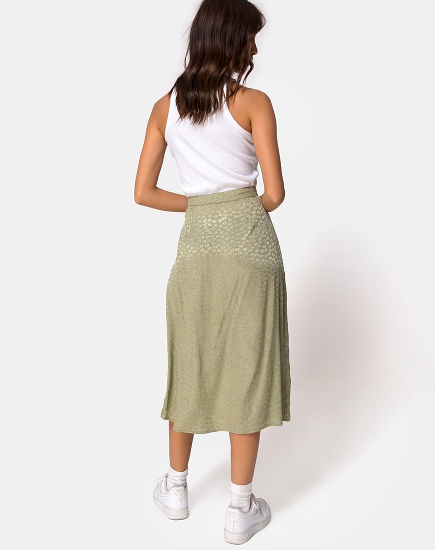 Afbeelding van Saika Midi rok in satijn Ditsy Rose Sage