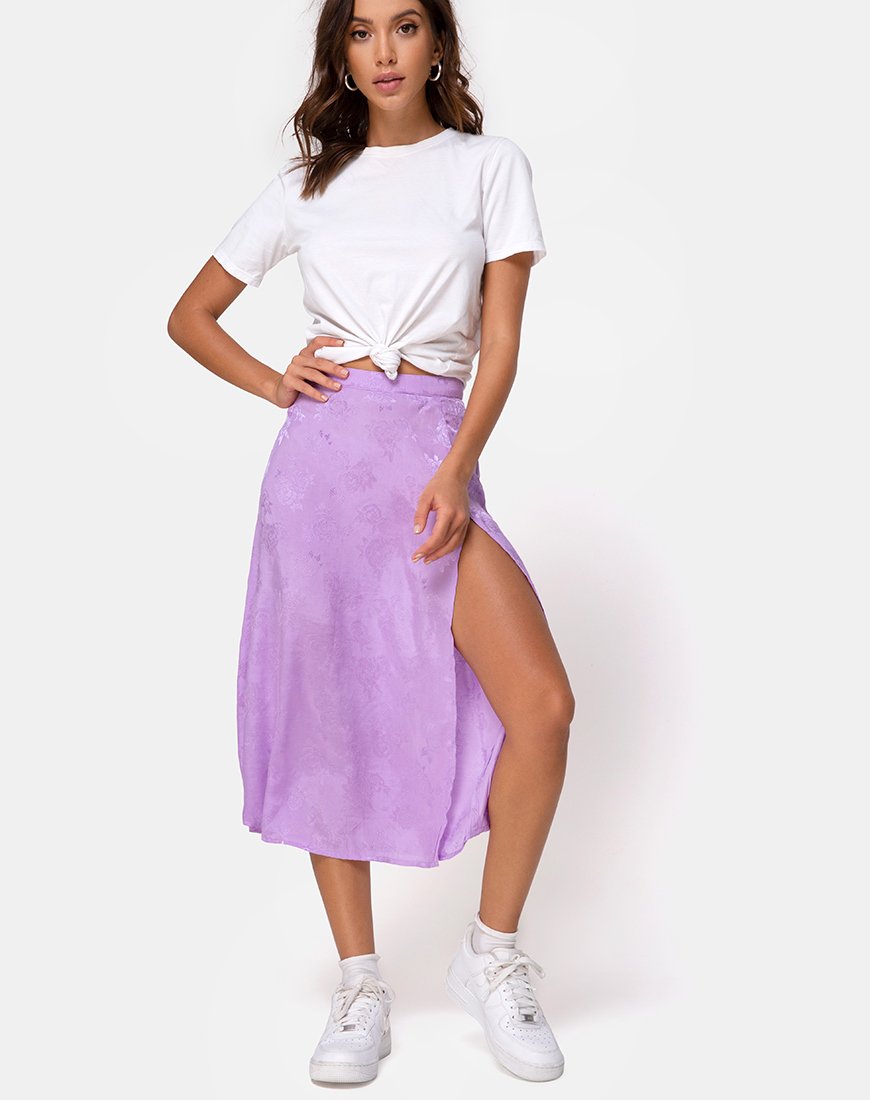 Saika Midi rok in satijnroos-lila