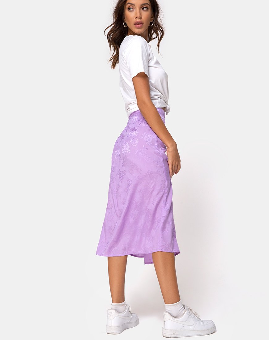 Saika Midi rok in satijnroos-lila