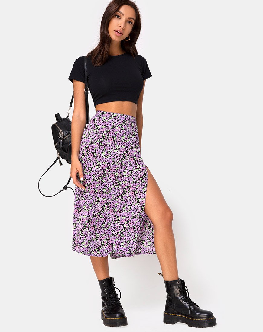 Saika Midi rok in lila bloesem