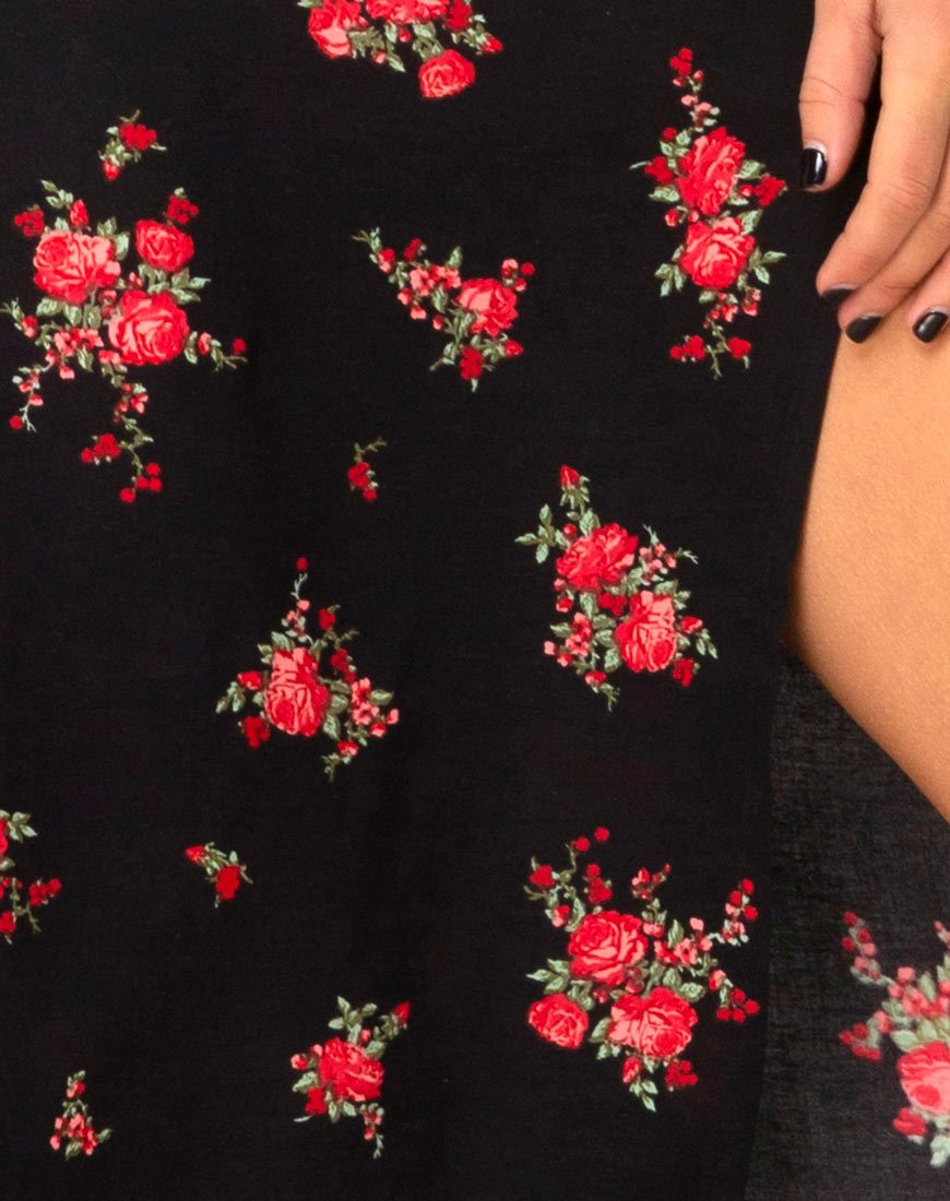 Afbeelding van Saika Midi rok in Soi Rose zwart en rood