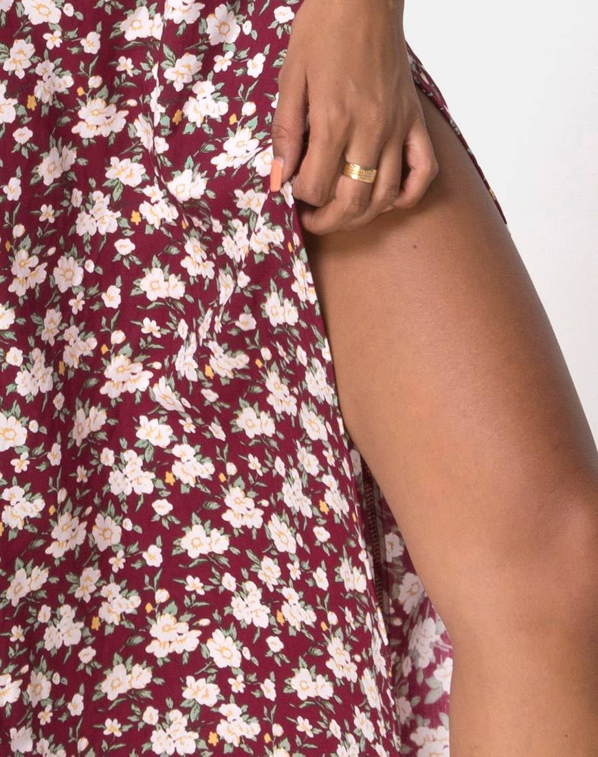 Afbeelding van Saika Midi rok in Wild Fleur Maroon