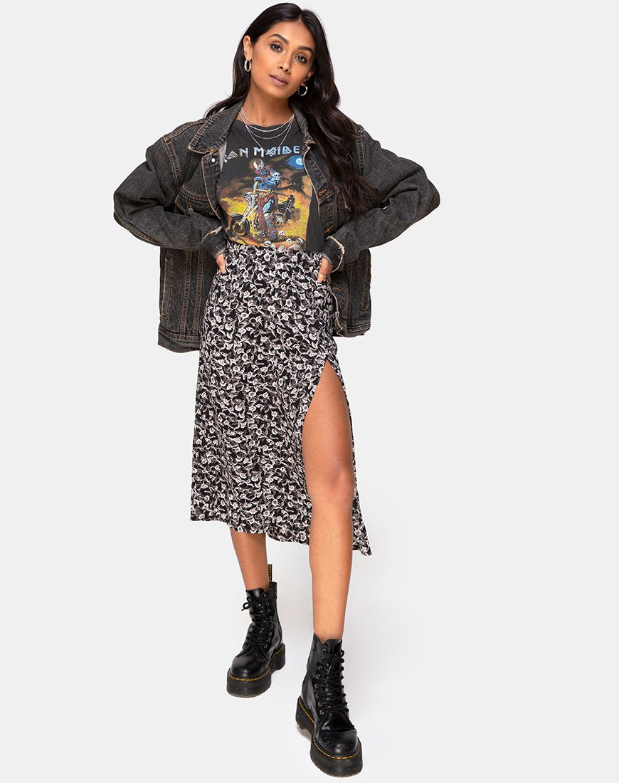 Saika Midi rok in Wild Tulip zwart