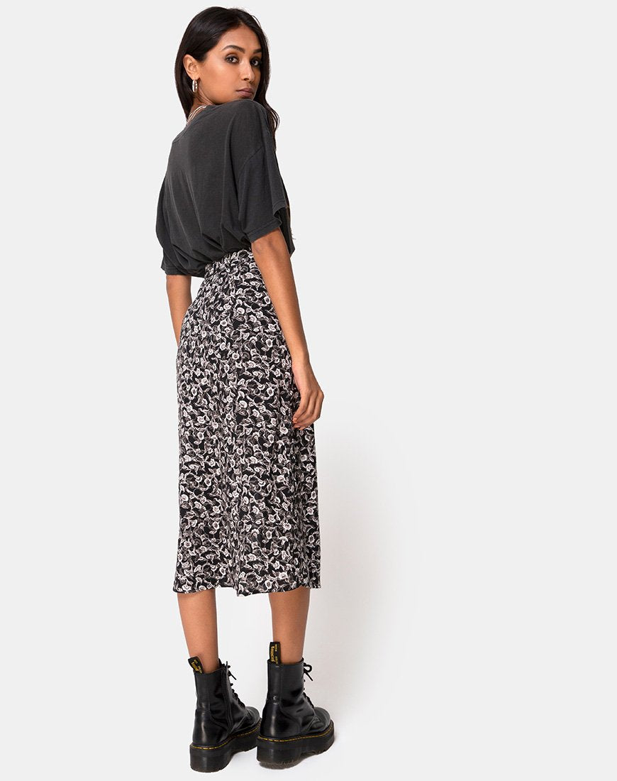 Saika Midi rok in Wild Tulip zwart