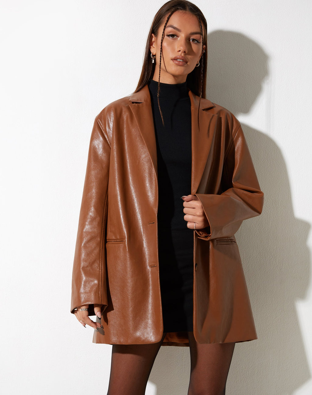 Saken Blazer in PU Chocolade