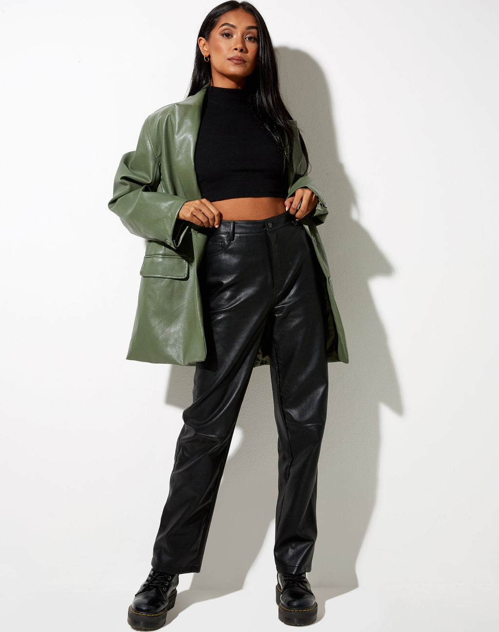 Saken blazer in Pu groen